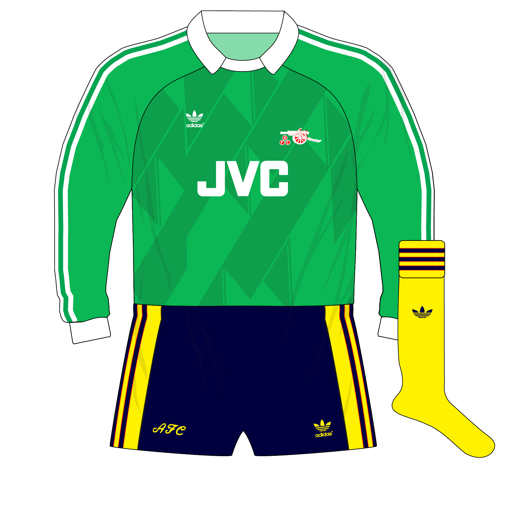 1989-91 Liverpool adidas Goalkeeper Shirt #1 *Mint* M
