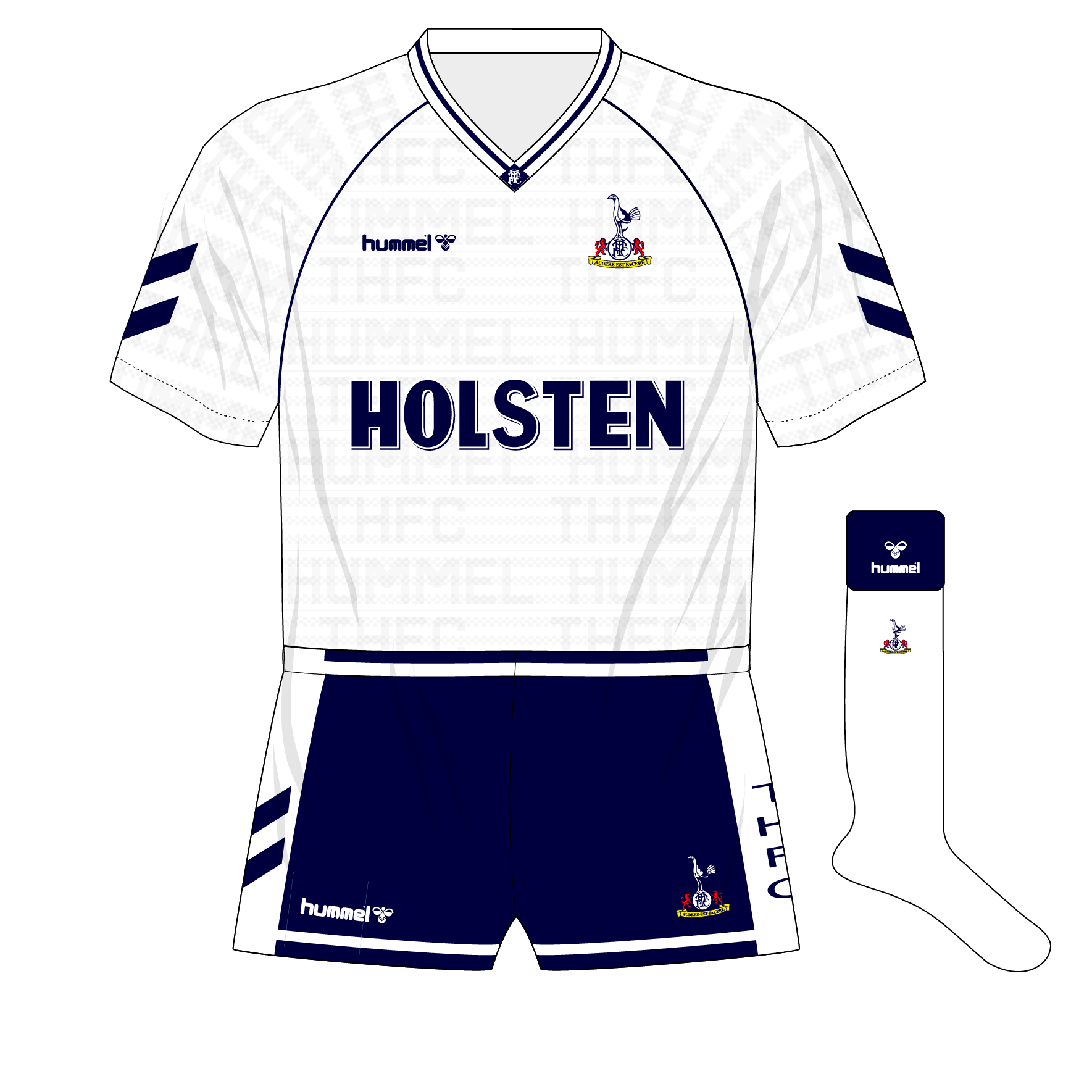 Tottenham Hotspur Home football shirt 1987 - 1989. Sponsored by Holsten