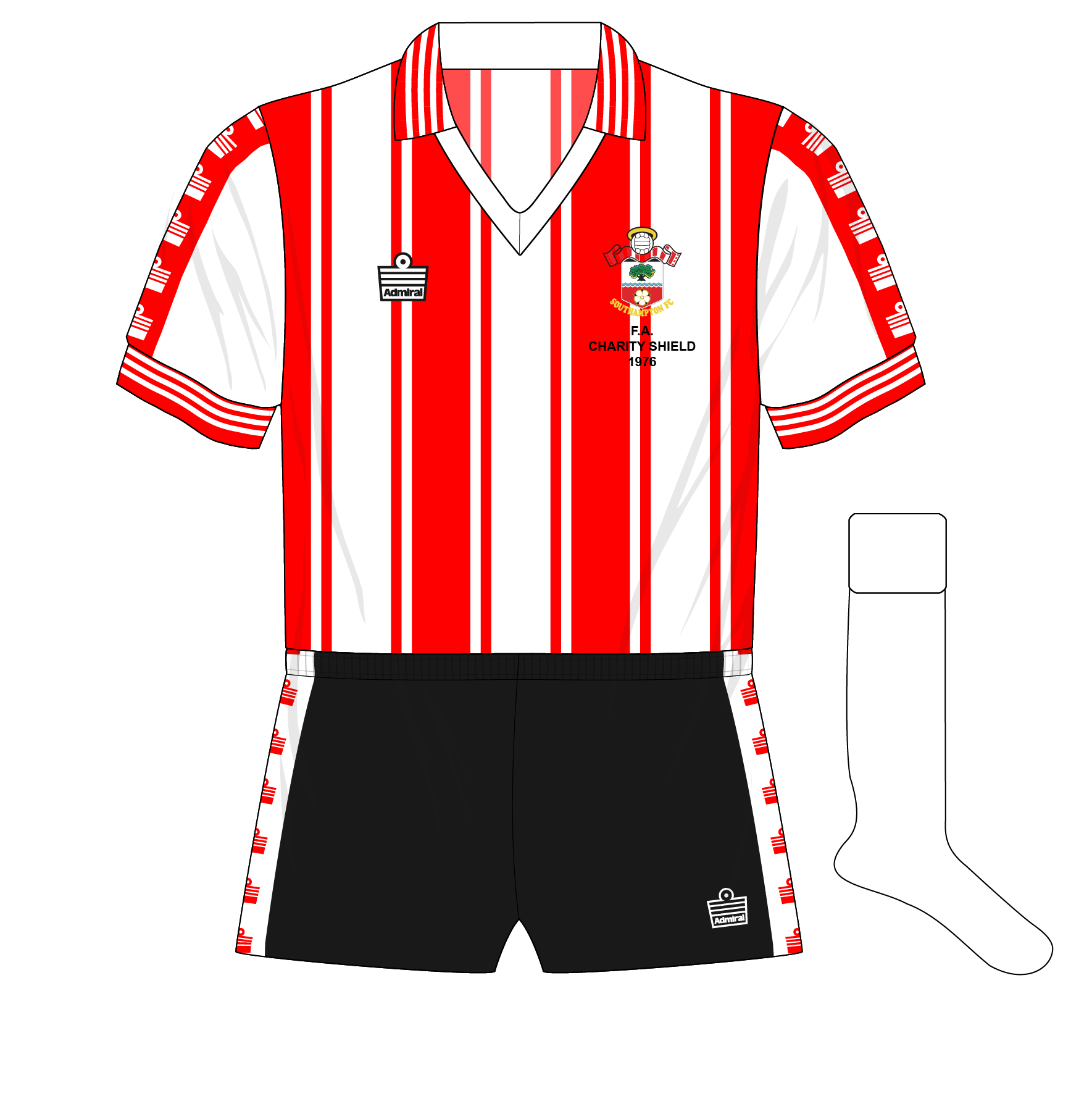 Southampton19761977AdmiralhomekitshirtCharityShieldLiverpool