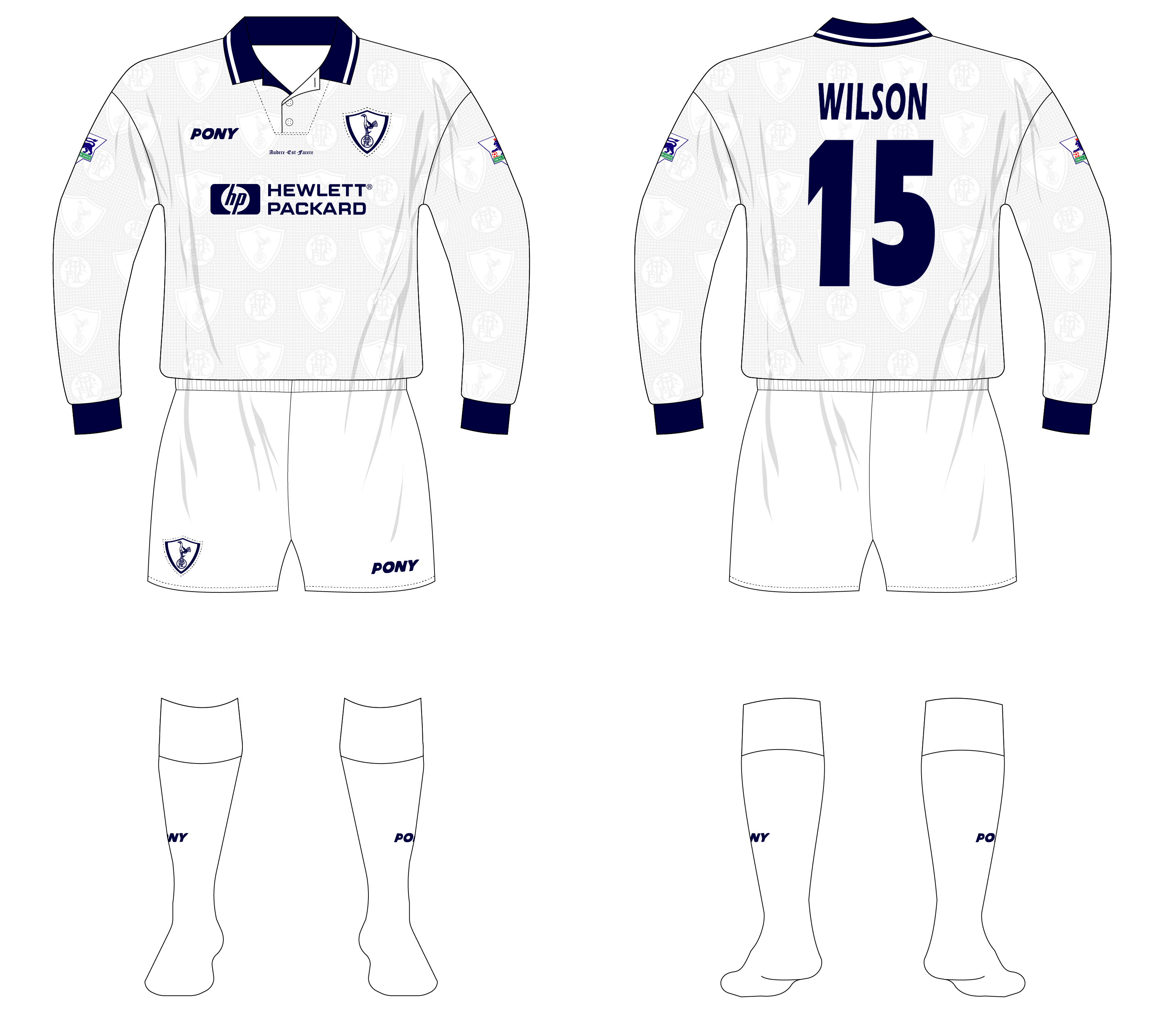 Maillot Domicile Tottenham Hotspur Vintage 1995/1996 PONY Taille L Original Occasion